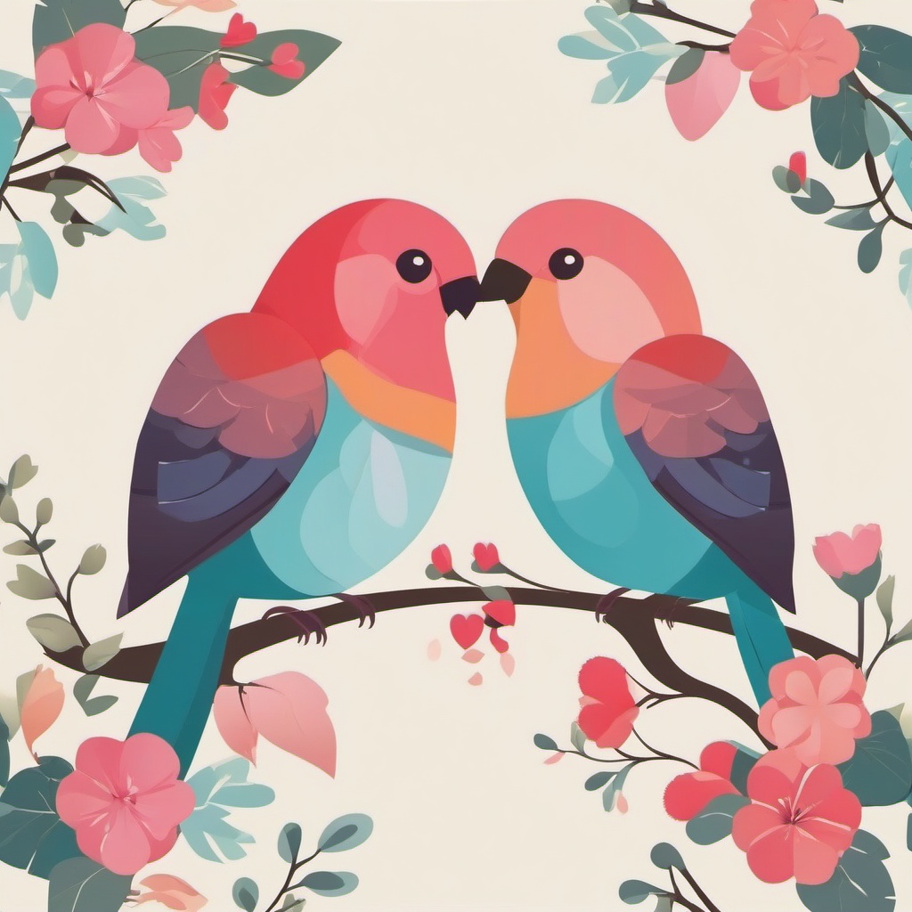 Wedding Love Birds clipart - Love birds as a symbol of love, ,vector color clipart,minimal