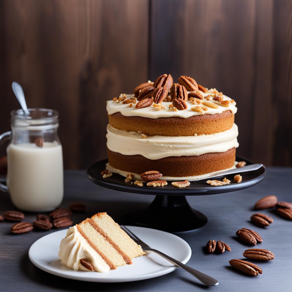 maple pecan cake with maple buttercream, indulged at a pancake house in the woods. 