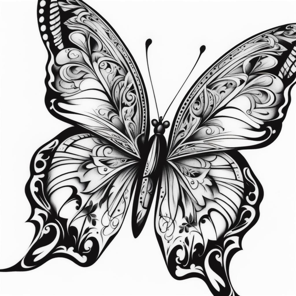 Tattoo butterfly tattoo,An artistic and creative expression of personal style. , color tattoo design, white background