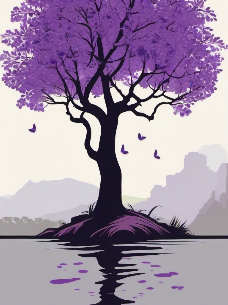 jacaranda tree tattoo  simple vector color tattoo