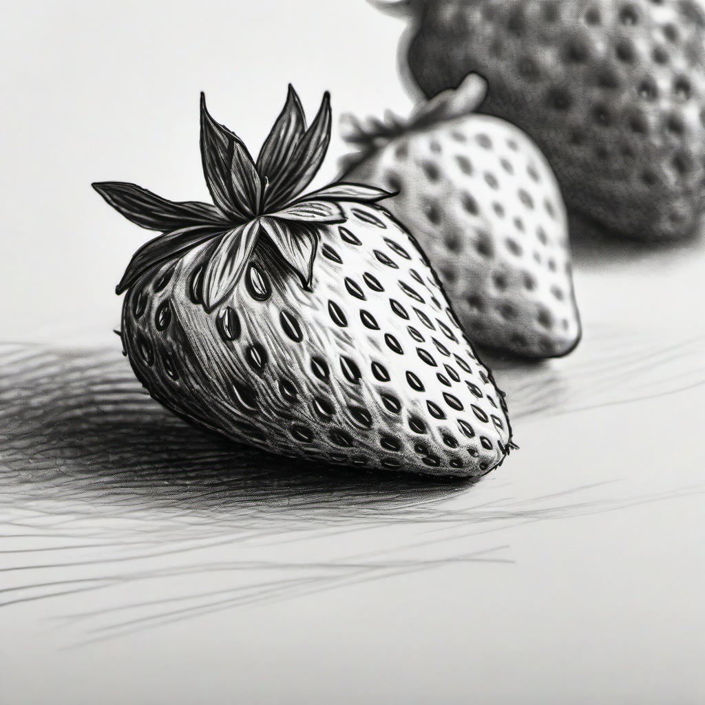 drawing of a ripe strawberry  minimal rough sketch scribbles,doodles,black and white