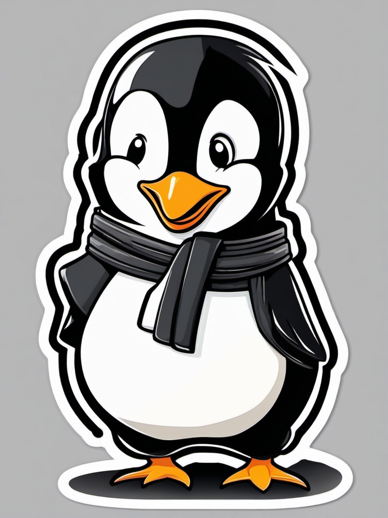 Penguin Karate Sticker - A penguin mastering karate moves with a black belt. ,vector color sticker art,minimal