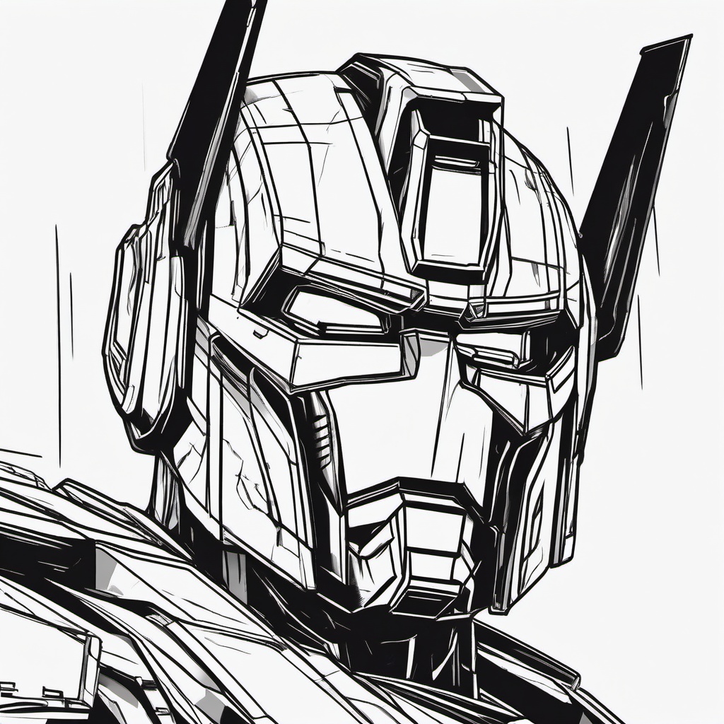 drawing of optimus prime  minimal rough scribbles,doodles,black and white