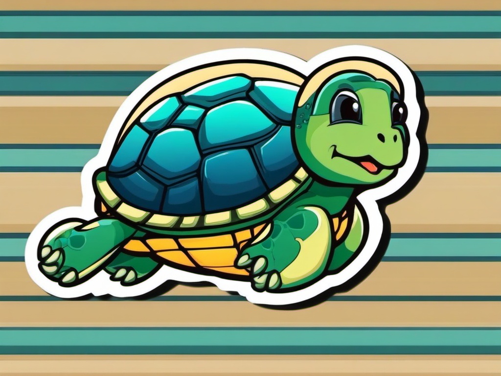 Turtle cartoon - hard-shelled swimmer  cartoon sticker style