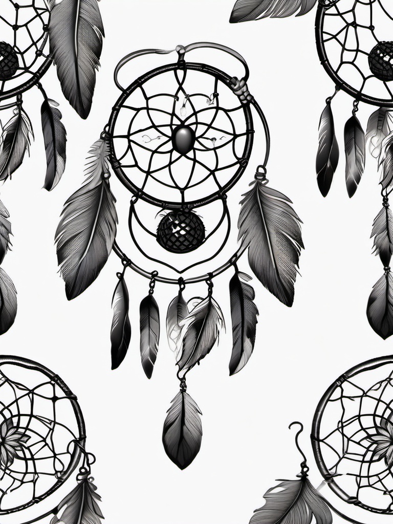 Firefly Dreamcatcher - Tattoo merging the concept of a dreamcatcher with the allure of fireflies.  simple color tattoo,white background