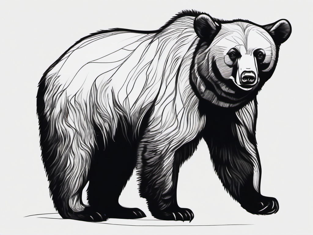 drawing of a Asiatic black bear  minimal rough sketch scribbles,doodles,black and white