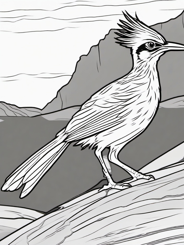 Roadrunner Coloring Pages - Speedy Desert Running Bird  minimal black outline printable sheet, coloring page