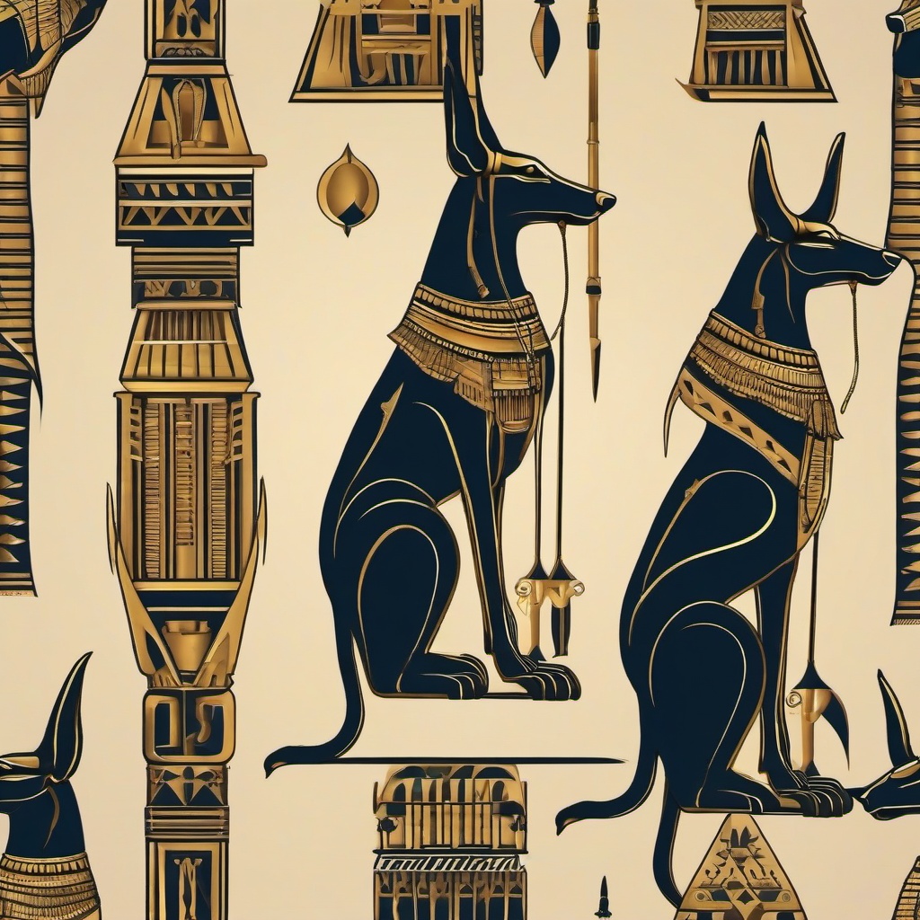 Anubis Tattoo-Mystical and ancient tattoo featuring Anubis, the Egyptian god of mummification and the afterlife.  simple color vector tattoo
