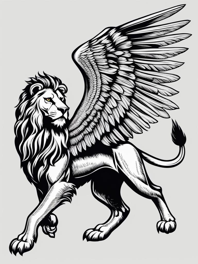 griffin clipart - a majestic griffin with the body of a lion and wings. 