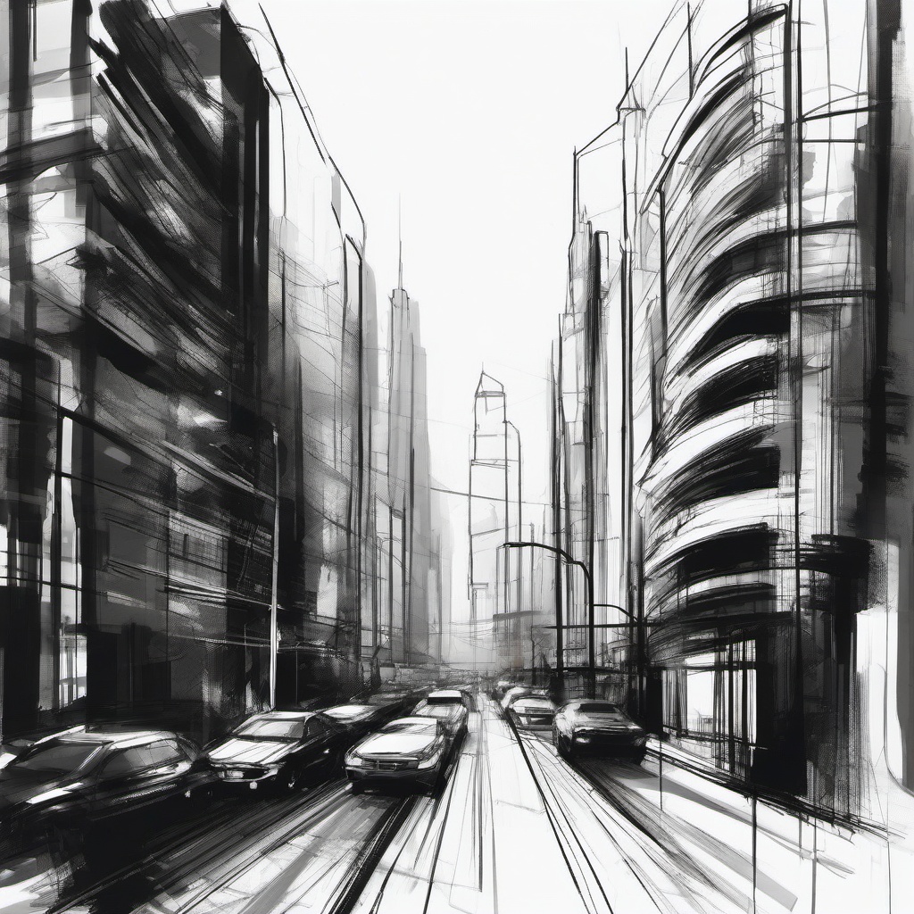 sketch of a city  minimal rough sketch scribbles,doodles,black and white