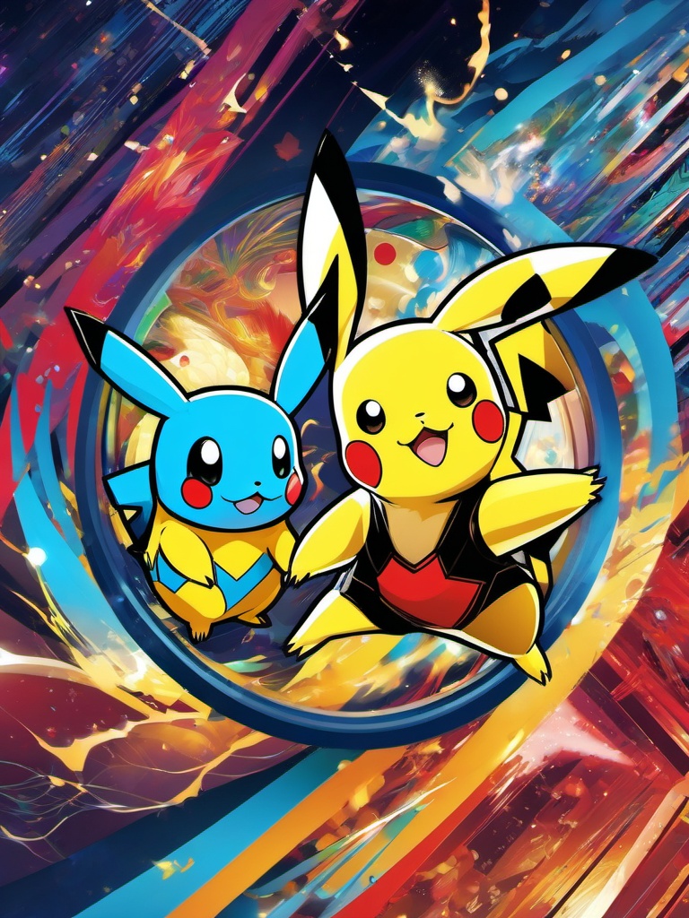 Pokemon Wallpaper - Iconic Pokemon Battles and Pikachu wallpaper splash art, vibrant colors, intricate patterns