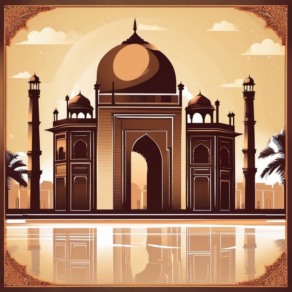 New Delhi clipart - India Gate and Jama Masjid in India,  color vector clipart