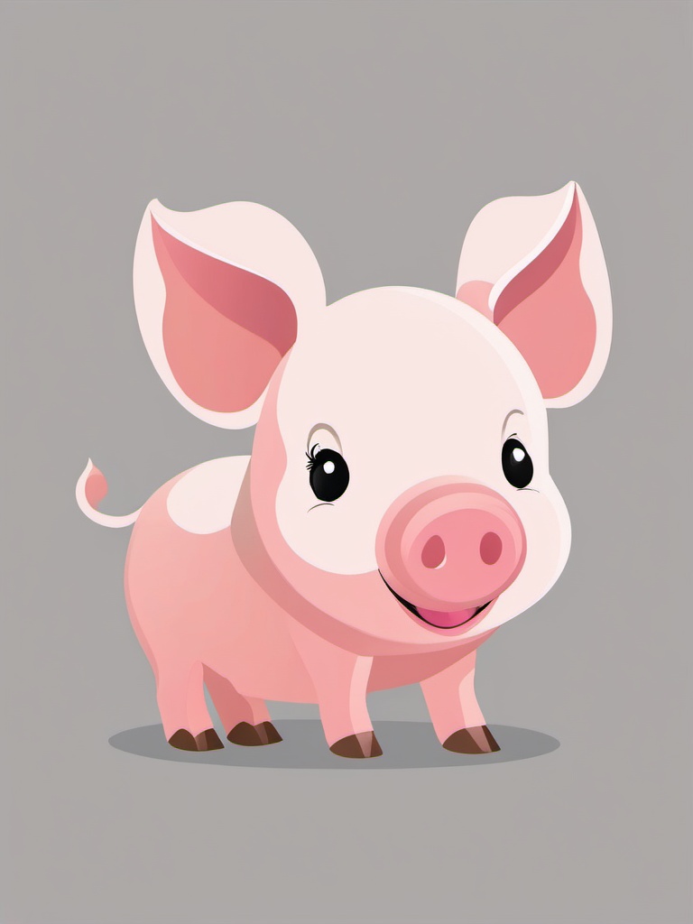 Piglet clipart - Piglet with a curly tail, ,vector color clipart,minimal