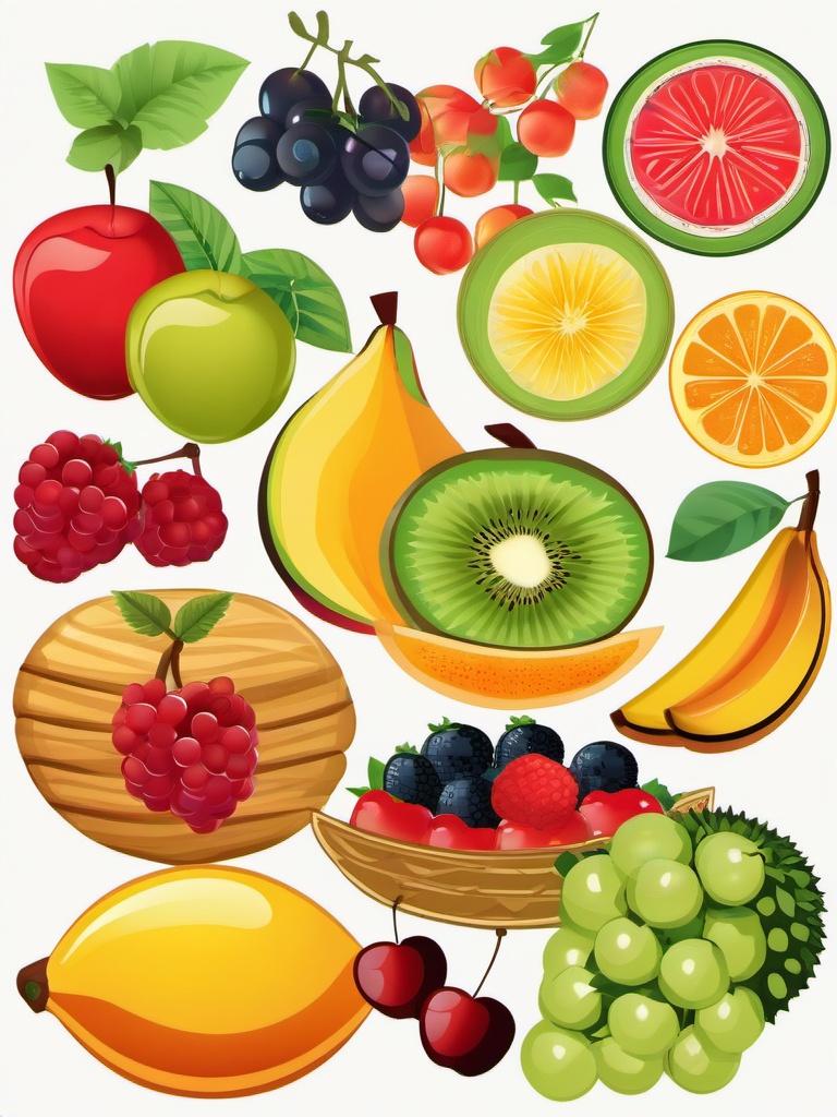 Fruit clipart - fruits arranged for a summer picnic  