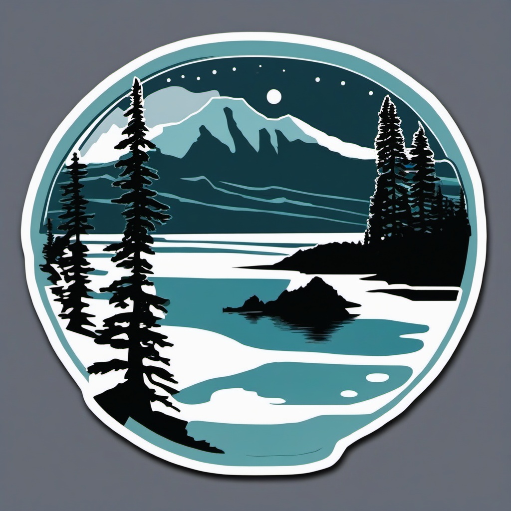 Crater Lake sticker- Deepest lake in the United States, , sticker vector art, minimalist design