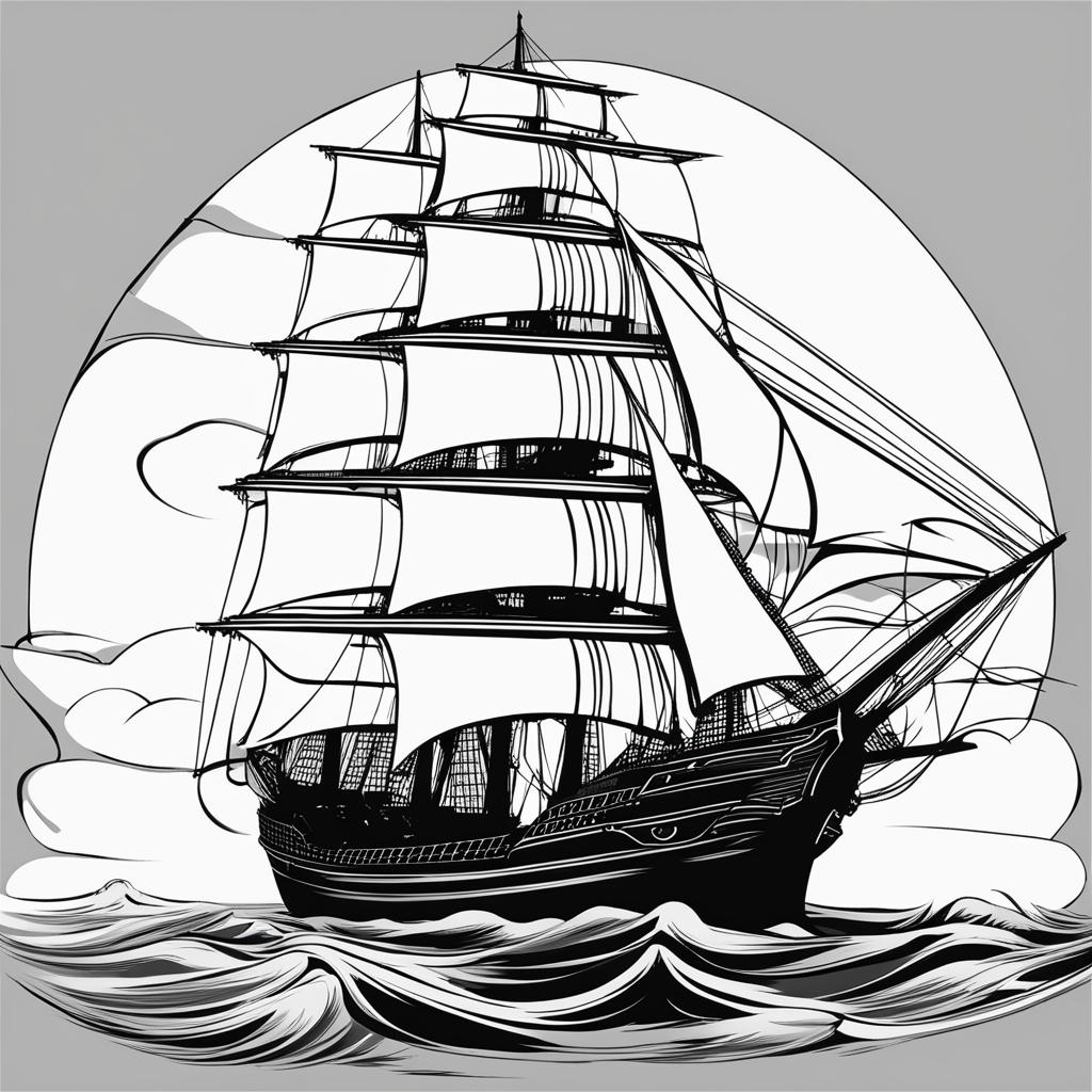 ship clipart - a majestic sailing ship, its billowing sails carrying dreams to the horizon 