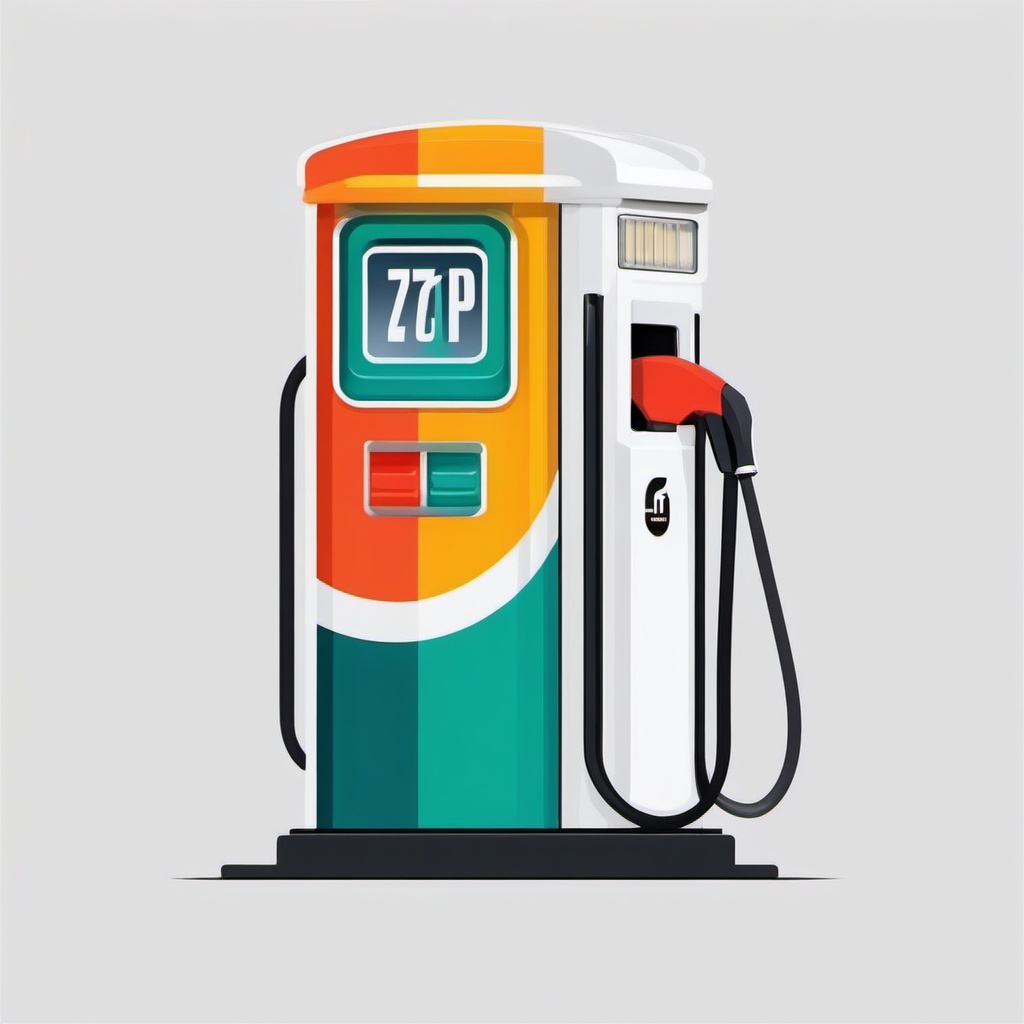 Gas Pump  minimalist design, white background, professional color logo vector art