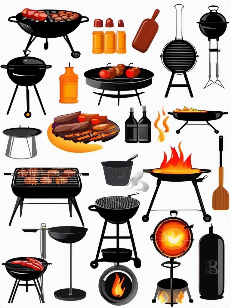 BBQ Grill clipart - Sizzling grill for a summer barbecue, ,vector color clipart,minimal