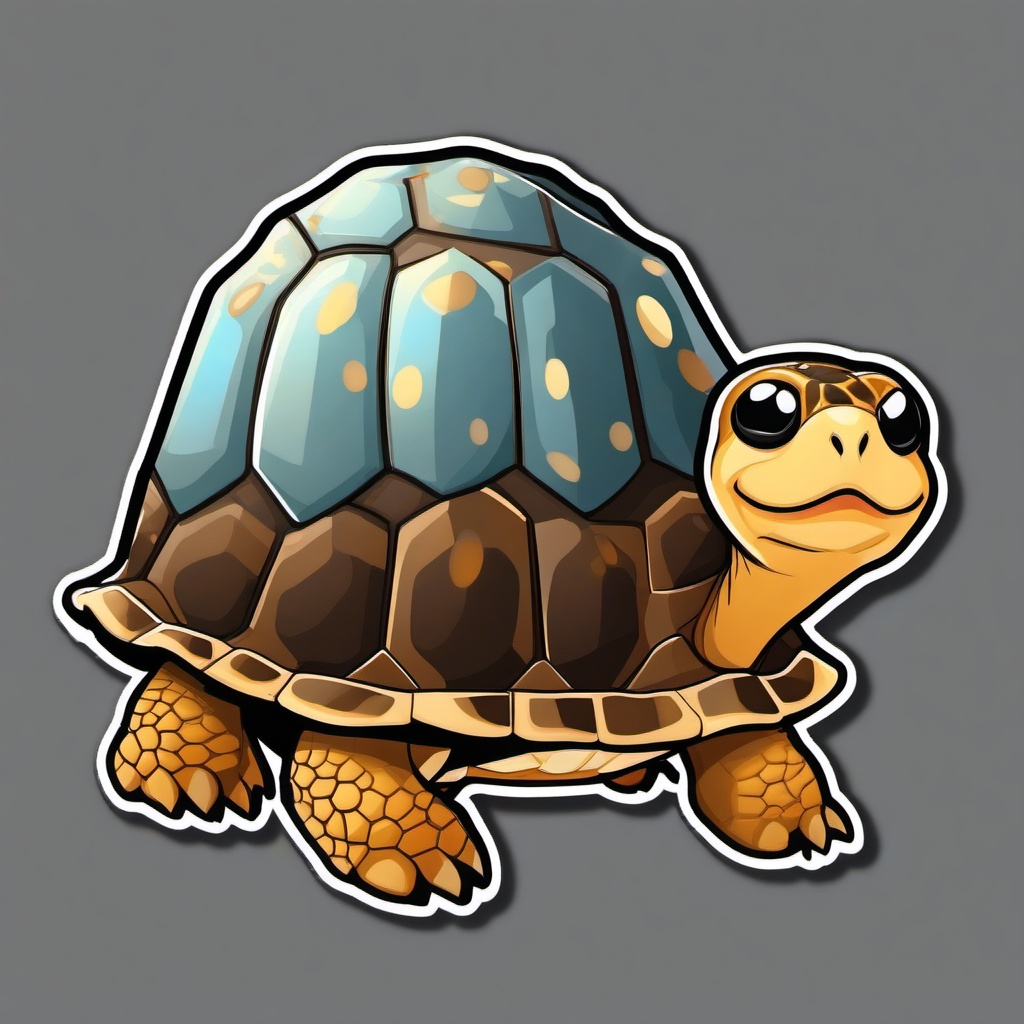 Indian Star Tortoise cartoon - tortoise with a star-patterned shell  cartoon sticker style