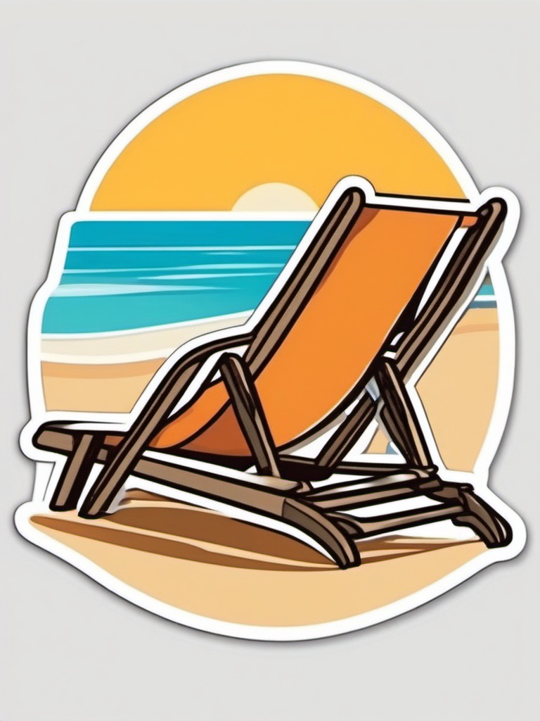 Sunbathing Beach Chair Sticker - Relaxing under the sun, ,vector color sticker art,minimal