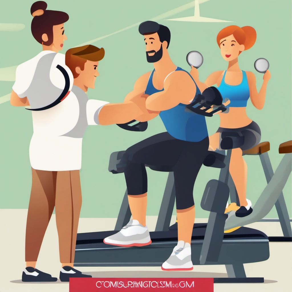 Gym clipart - gym trainer giving instructions  clipart