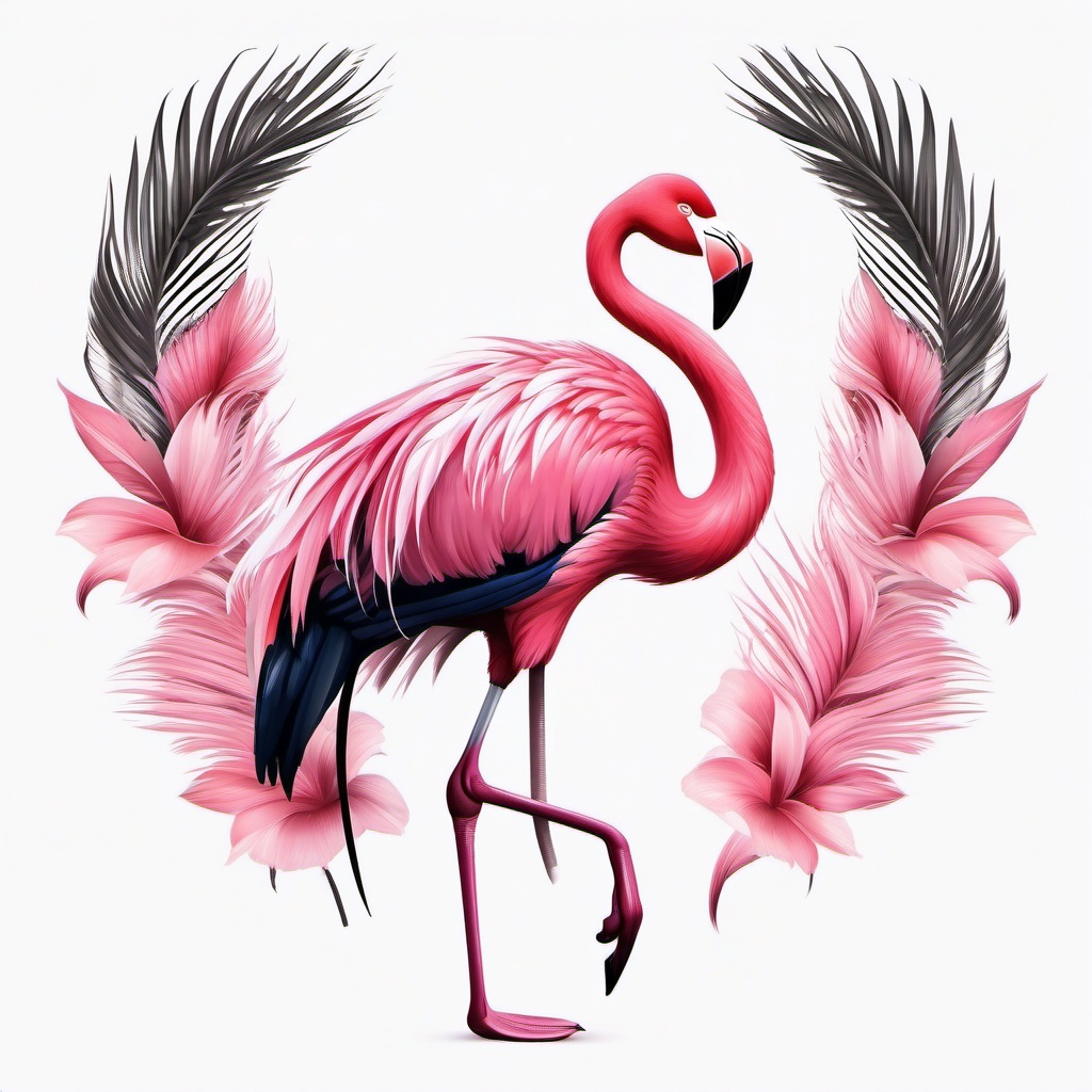 Flamingo Tattoo - Flamingo with its elegant pink plumage  color tattoo design, clean white background