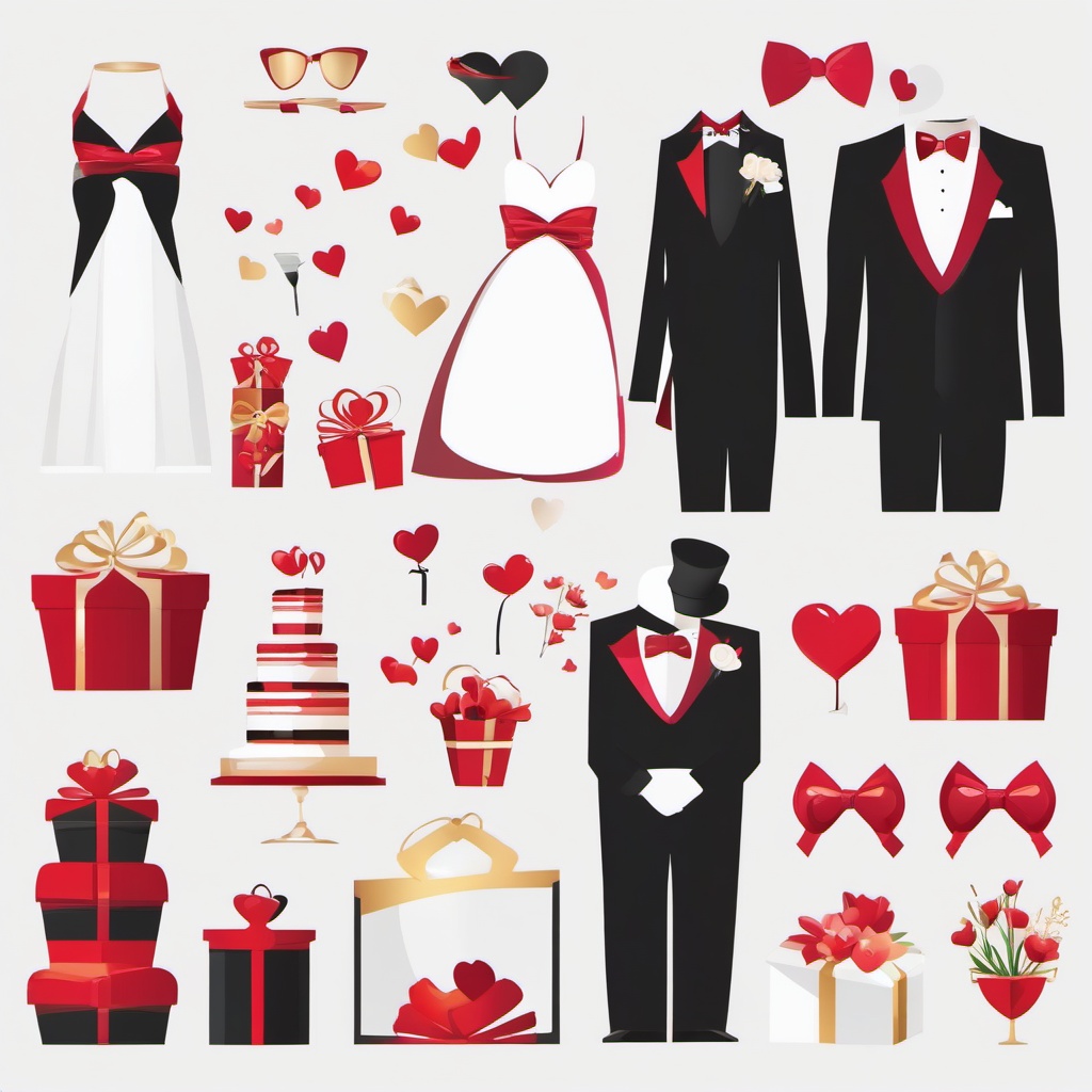 Wedding Gifts clipart - Wedding gifts for the couple, ,vector color clipart,minimal