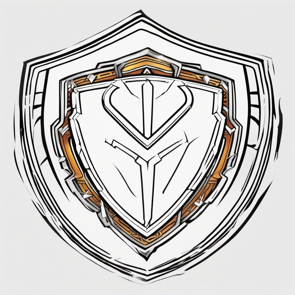 Inner Strength Shield - Showcase the inner strength and resilience required to battle depression with a shield-themed tattoo.  outline color tattoo,minimal,white background