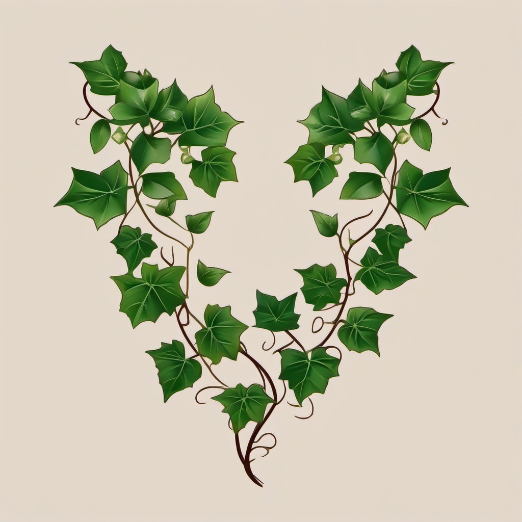 small ivy vine tattoo  simple vector color tattoo