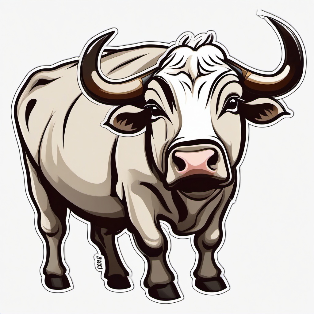 Brahman Bull cartoon - large cattle with a prominent hump  cartoon sticker style