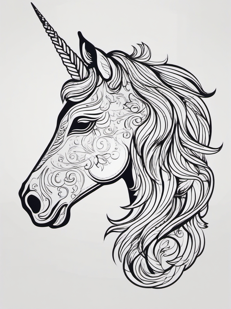 Clip Art Unicorn Head - Beautiful and intricate unicorn head illustrations suitable for clip art purposes.  vector art, clipart, minimal