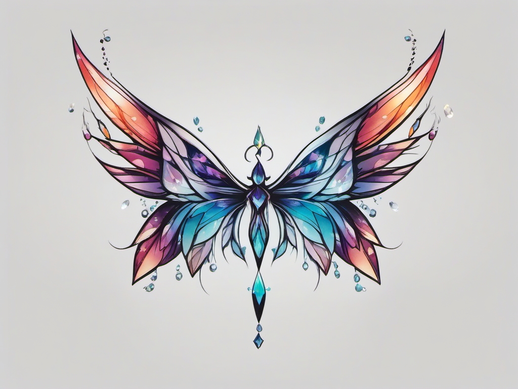 Fairy Tattoo: Crystal Sprite  simple color tattoo style,white background