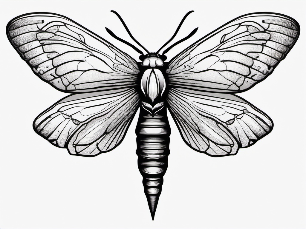 Death Moth Tattoo - Tattoo featuring a depiction of a death's head moth.  simple vector tattoo,minimalist,white background