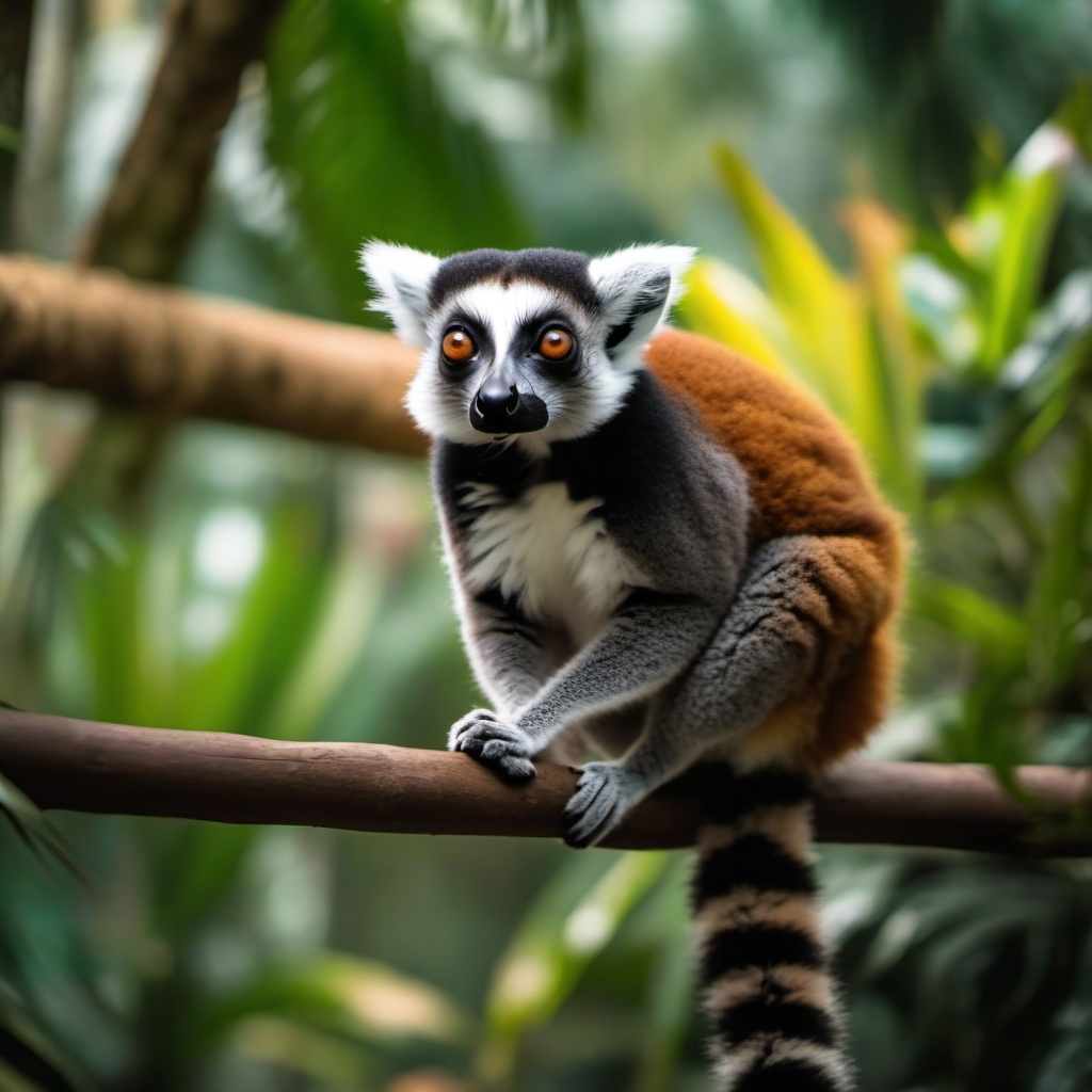 Cute Lemur Leaping in a Rainforest Retreat 8k, cinematic, vivid colors