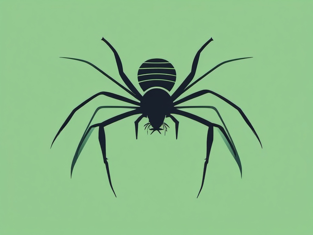 Grass Spider Clip Art - A grass spider weaving its web,  color vector clipart, minimal style