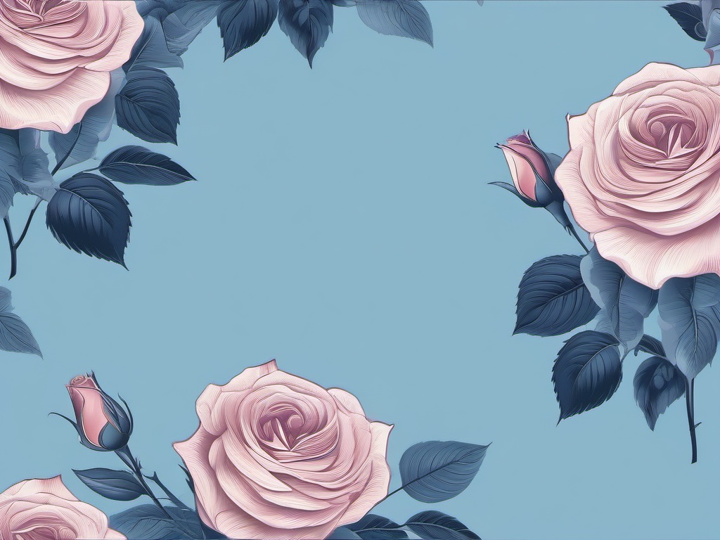 Rose Blue Wallpaper-Soft blue background with a single, detailed rose in the center  background wallpaper