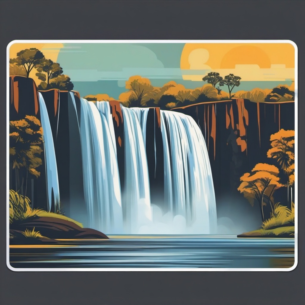 Victoria Falls sticker- Spectacular waterfall on the Zambezi River, , sticker vector art, minimalist design