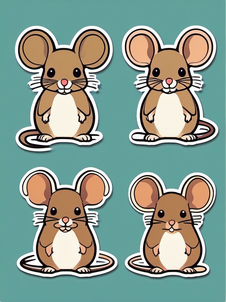 Field Mouse Sticker - A tiny field mouse with round ears, ,vector color sticker art,minimal