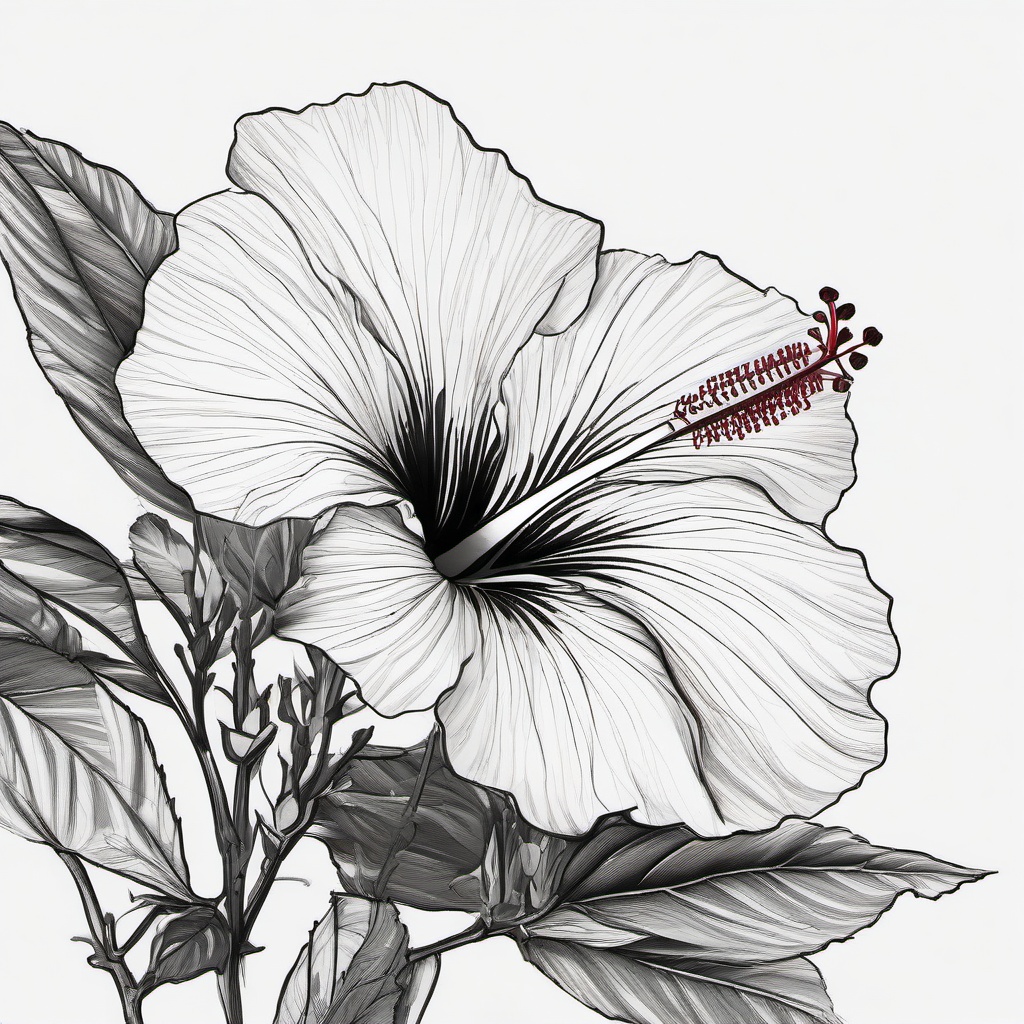 drawing of a hibiscus  minimal rough sketch scribbles,doodles,black and white