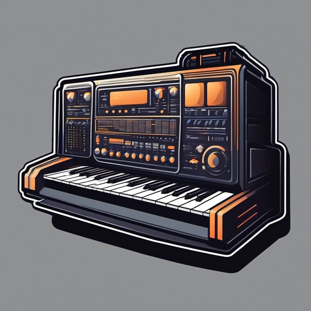 Synthesizer Sticker - Creating futuristic and electronic sounds with the synthesizer, , sticker vector art, minimalist design