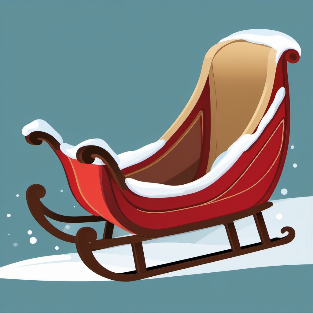 Sleigh Clipart - A wooden sleigh ready for a snowy sledding adventure.  color vector clipart, minimal style