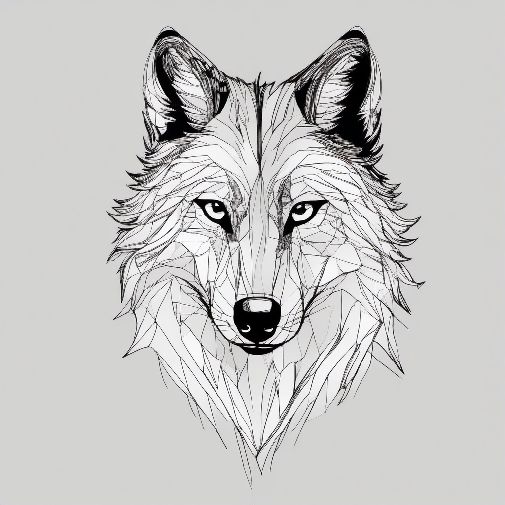 drawing of a wolf in volcano  minimal rough sketch scribbles,doodles,black and white