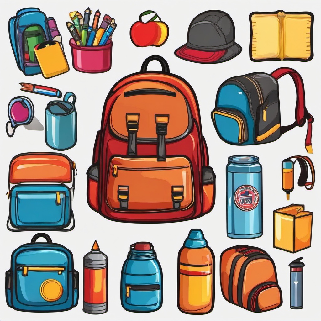 Backpack clipart - backpack with stickers  clipart