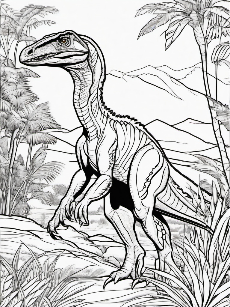 Velociraptor Coloring Pages - Fast Hunting Dinosaur  black outline printable coloring page