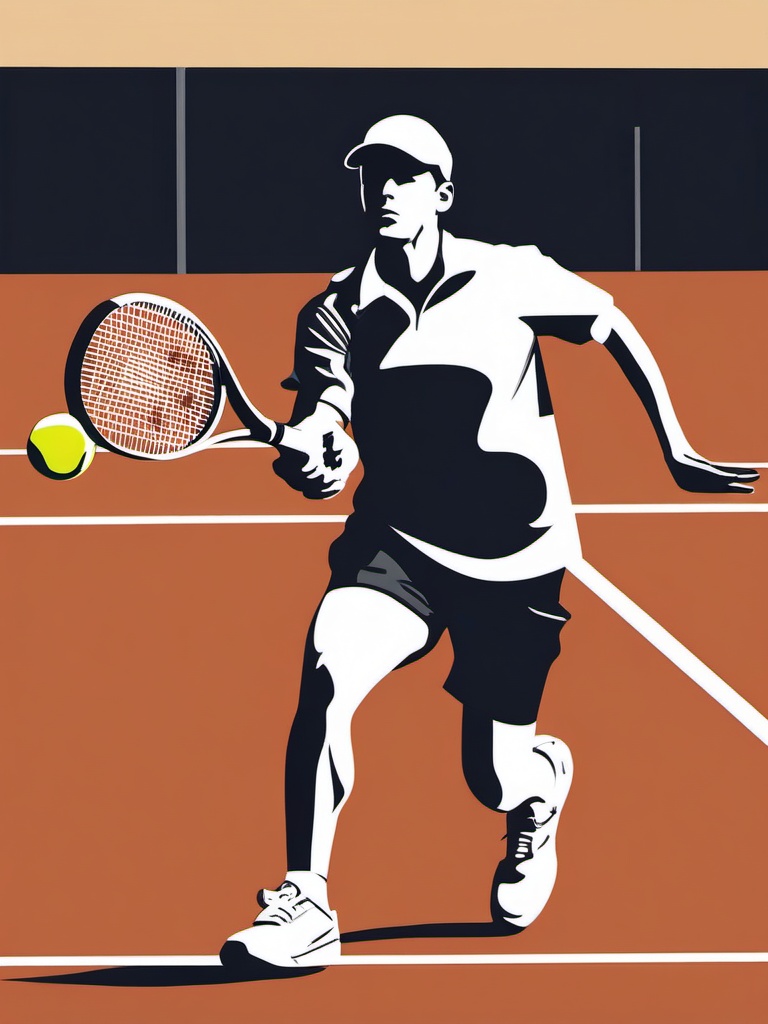 Tennis Serve Clipart - A tennis player serving the ball.  color vector clipart, minimal style