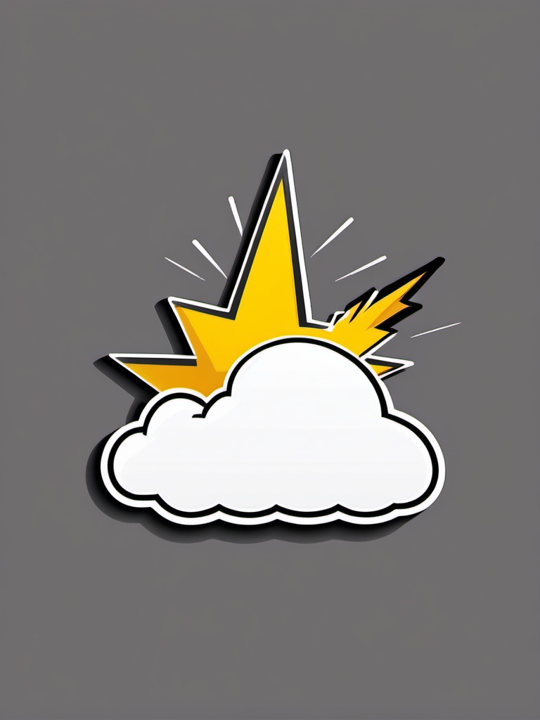 Cloud with lightning bolt sticker- Stormy and intense, , sticker vector art, minimalist design