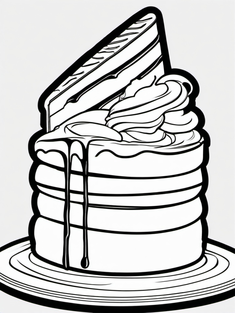 Cake Coloring Pages - Tiramisu slice with coffee dusting  simple coloring pages