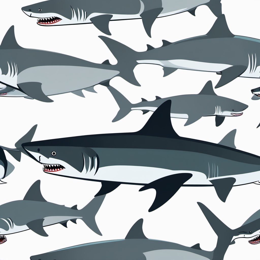 Great White Shark Clipart - Great White Shark lurking in the depths , minimal, 2d