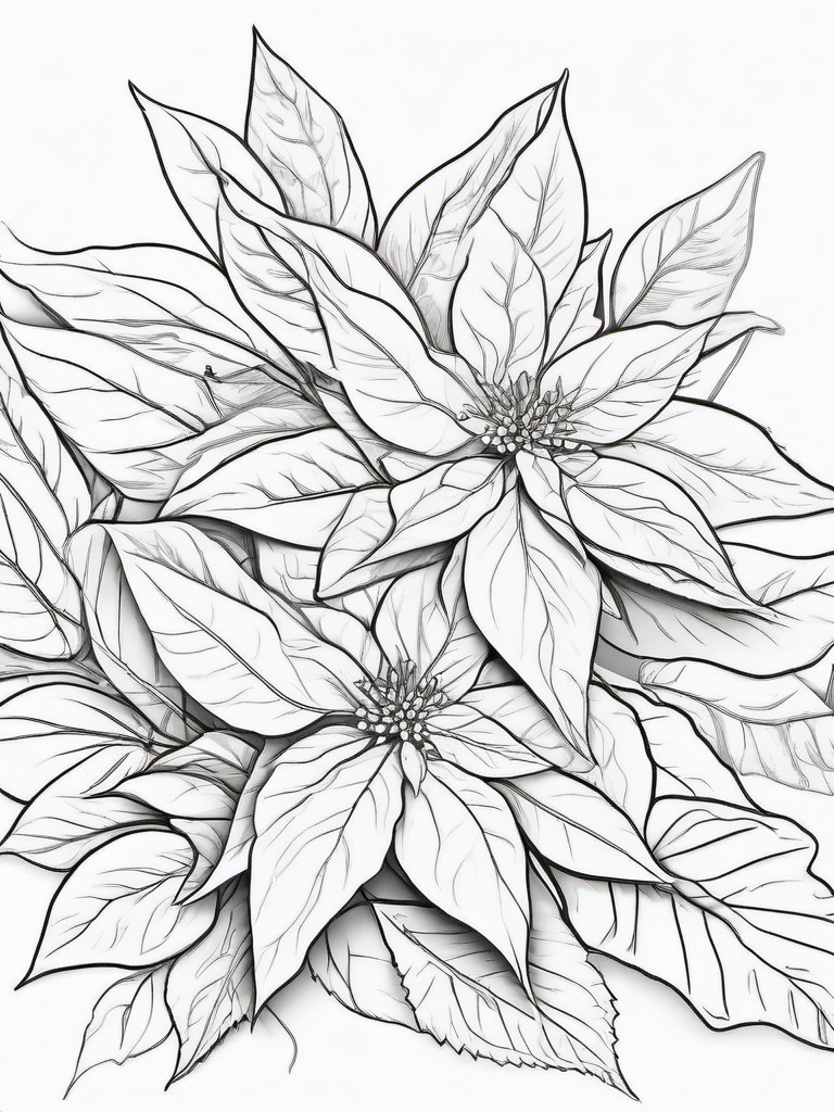 Winter Poinsettia Coloring Pages - Beautiful Poinsettias in a Snowy Scene  minimal black outline printable sheet, coloring page