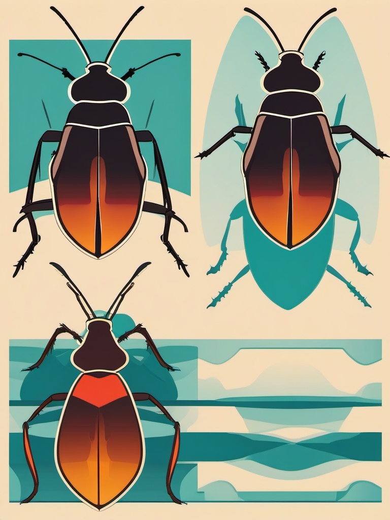 Cockroach Clip Art - A cockroach crawling on a surface,  color vector clipart, minimal style